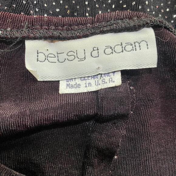 Vintage 90s Betsy & Adam Mini Dress Sparkle Stretch Knit Black Silver NEW Medium - Picture 6 of 9